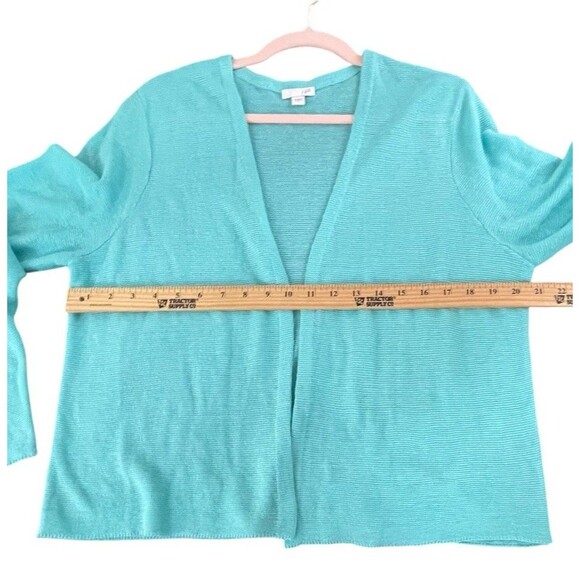 J Jill Linen Blend Cardigan Sweater Open Front Aqua Lightweight Size Large - Picture 9 of 10